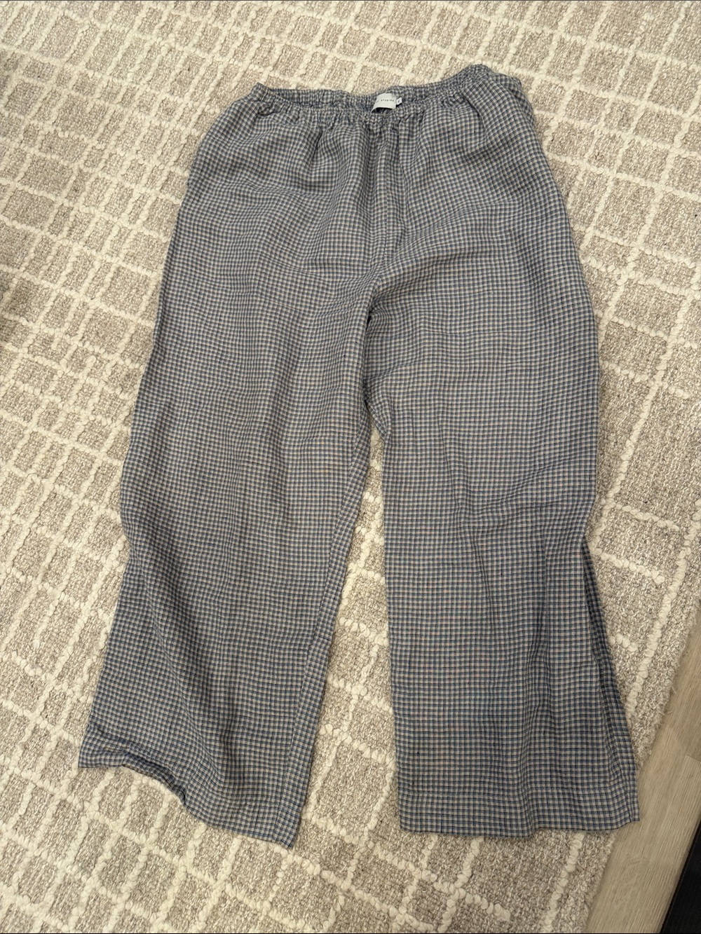 Deiji studios Wide-Leg linen Trousers - Blue/green check